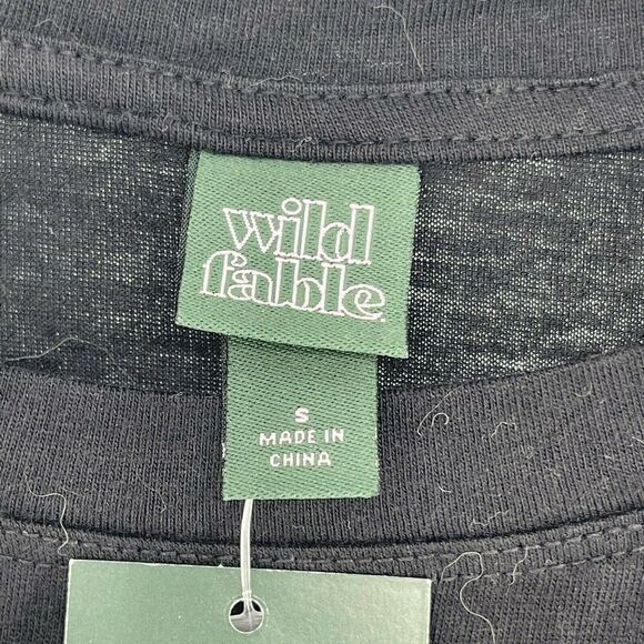 Black Iridescent Sequin Short Sleeve Top Drop Shoulder Womens Size S Wild Fable - Picture 7 of 8